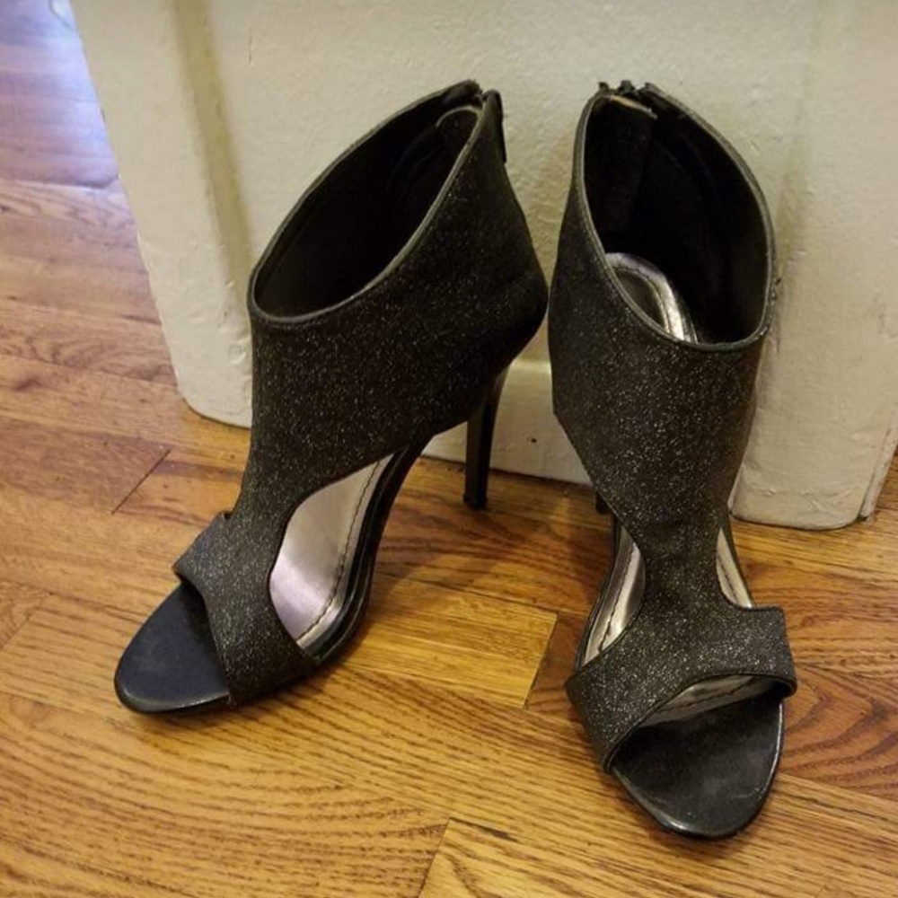 Glitter black heels
